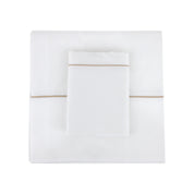 White Sheet with Beige Piping + Pillowcases (600 TC)