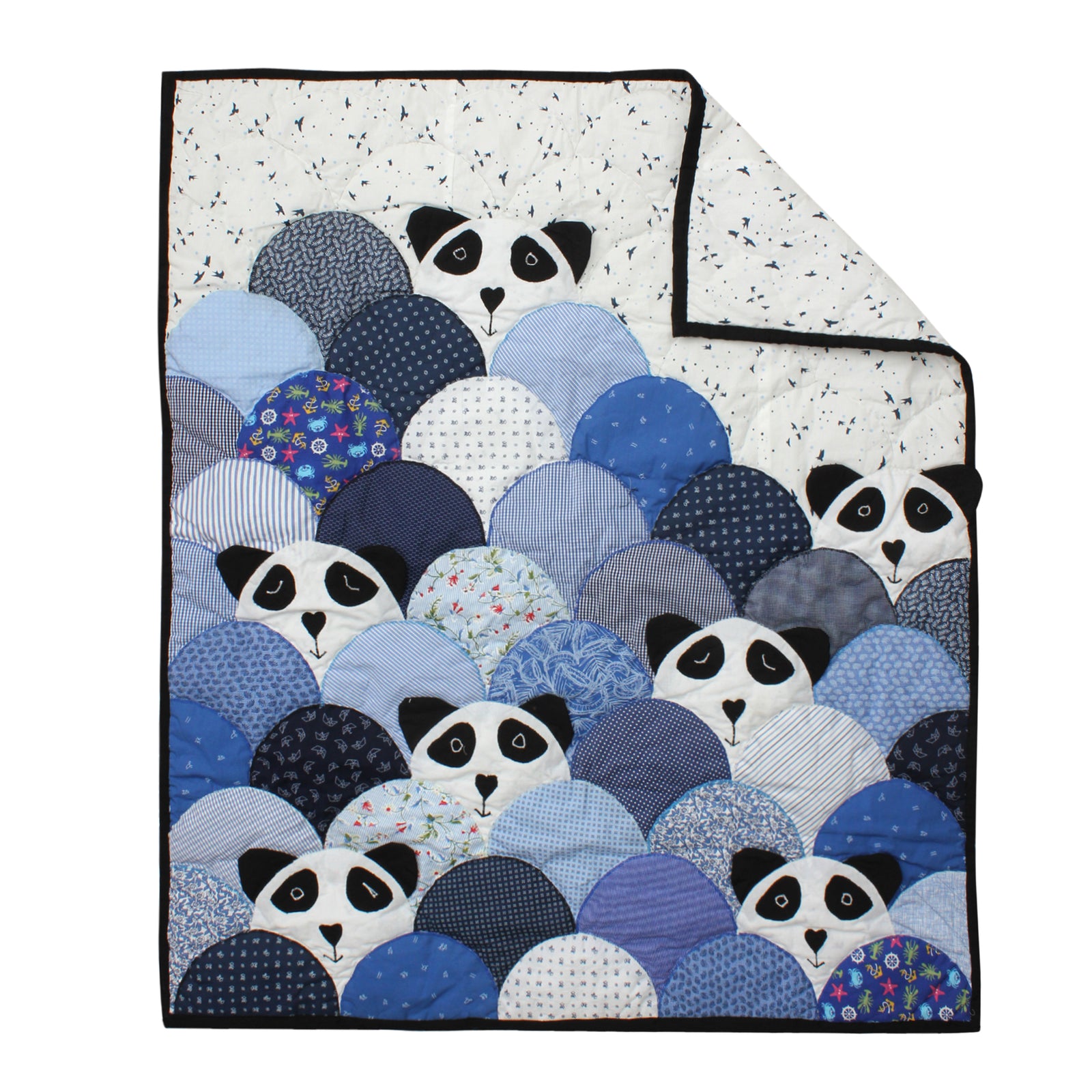 Patchwork Panda Quilt (Blue)