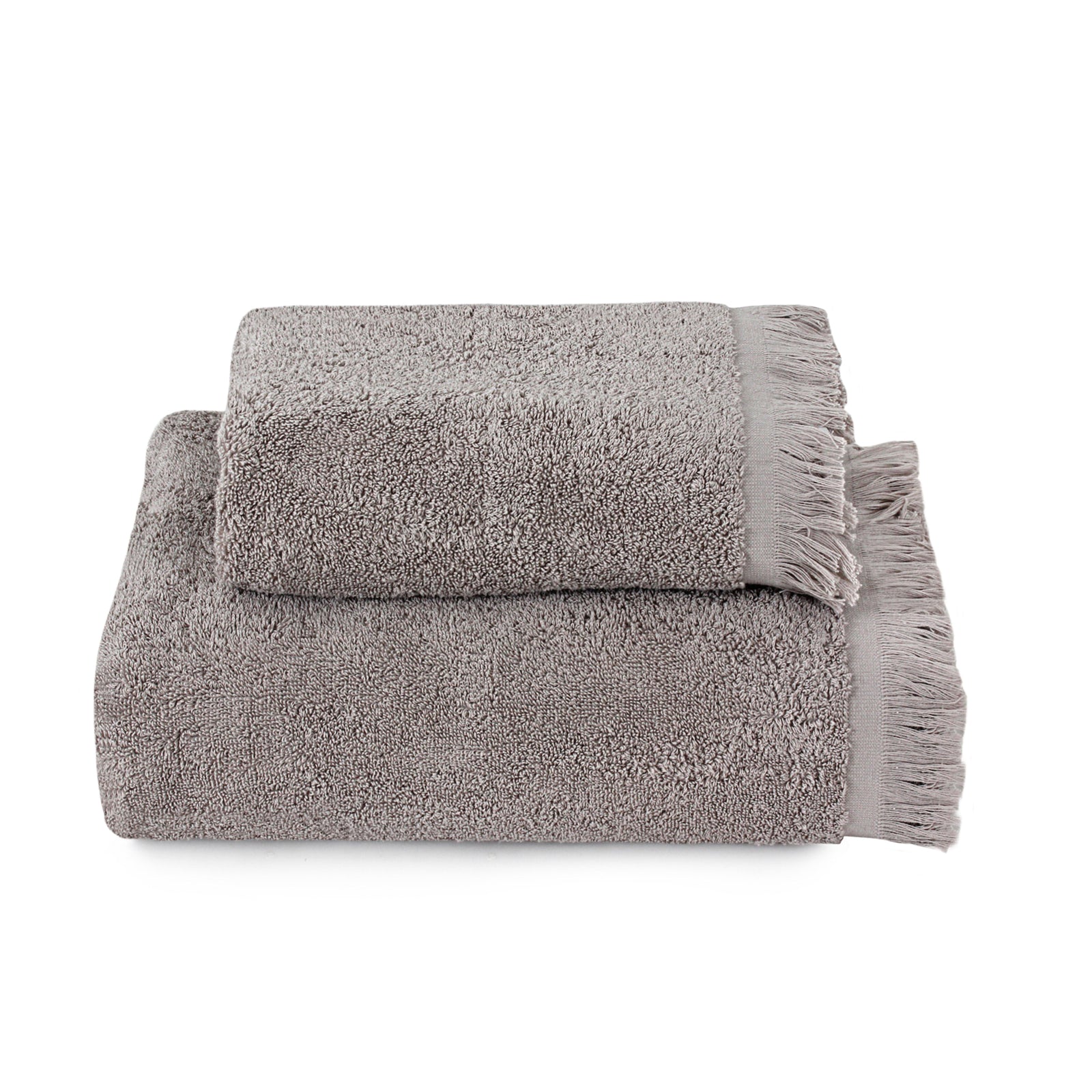 Stone Grey Fringe Bath Towel Set