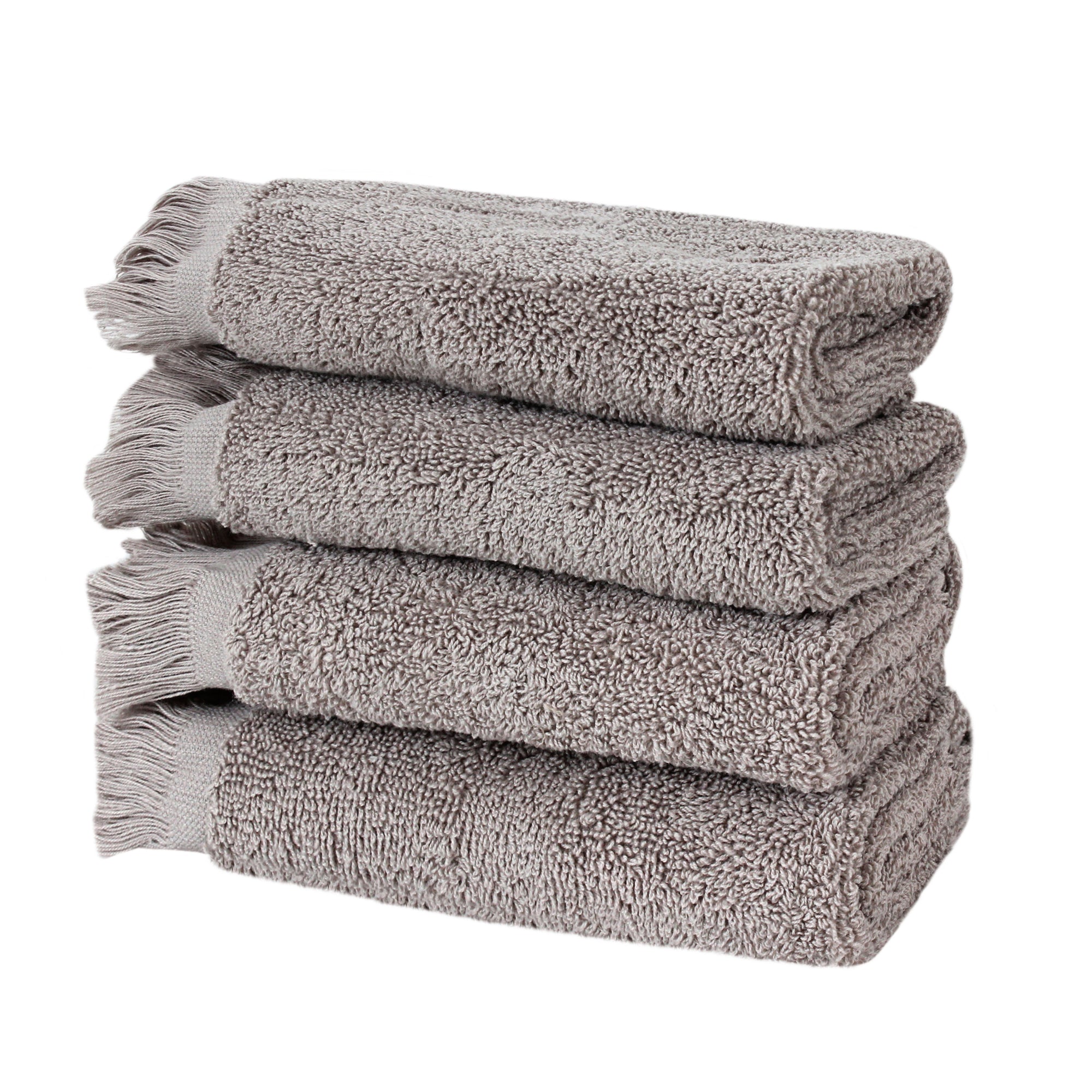 Stone Grey Fringe Guest Towel Set