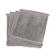 Stone Grey Fringe Hand Towels (Set of 4)