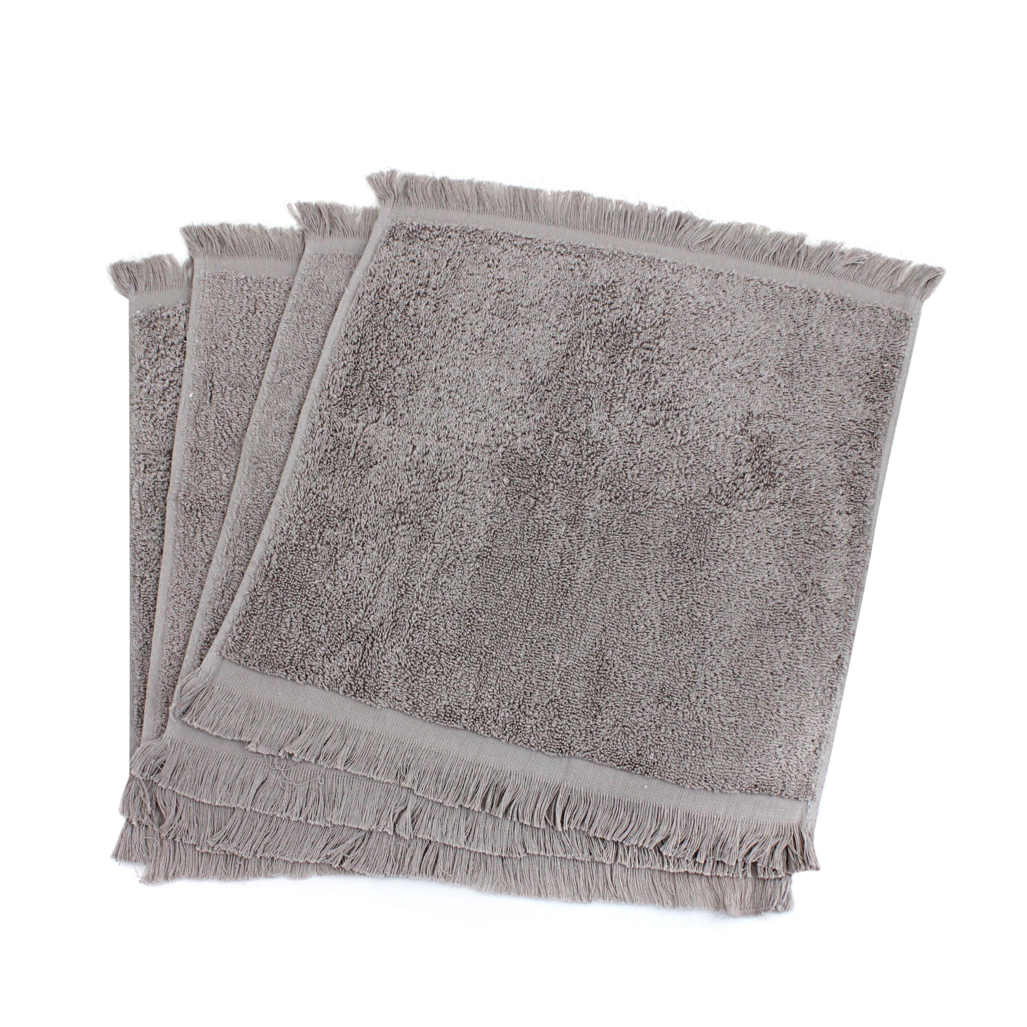 Stone Grey Fringe Guest Towel Set