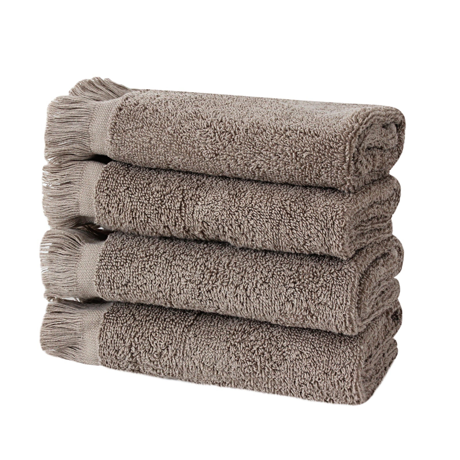 Biscotti Beige Fringe Hand Towels (Set of 4)