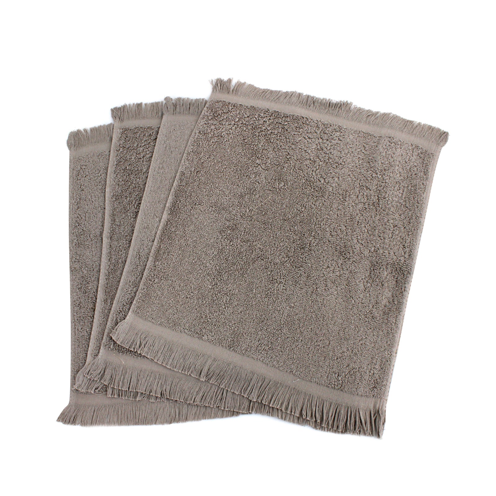 Biscotti Beige Fringe Hand Towels (Set of 4)