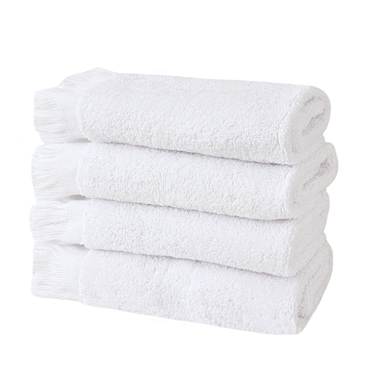 Frost White Fringe Hand Towels (Set of 4)