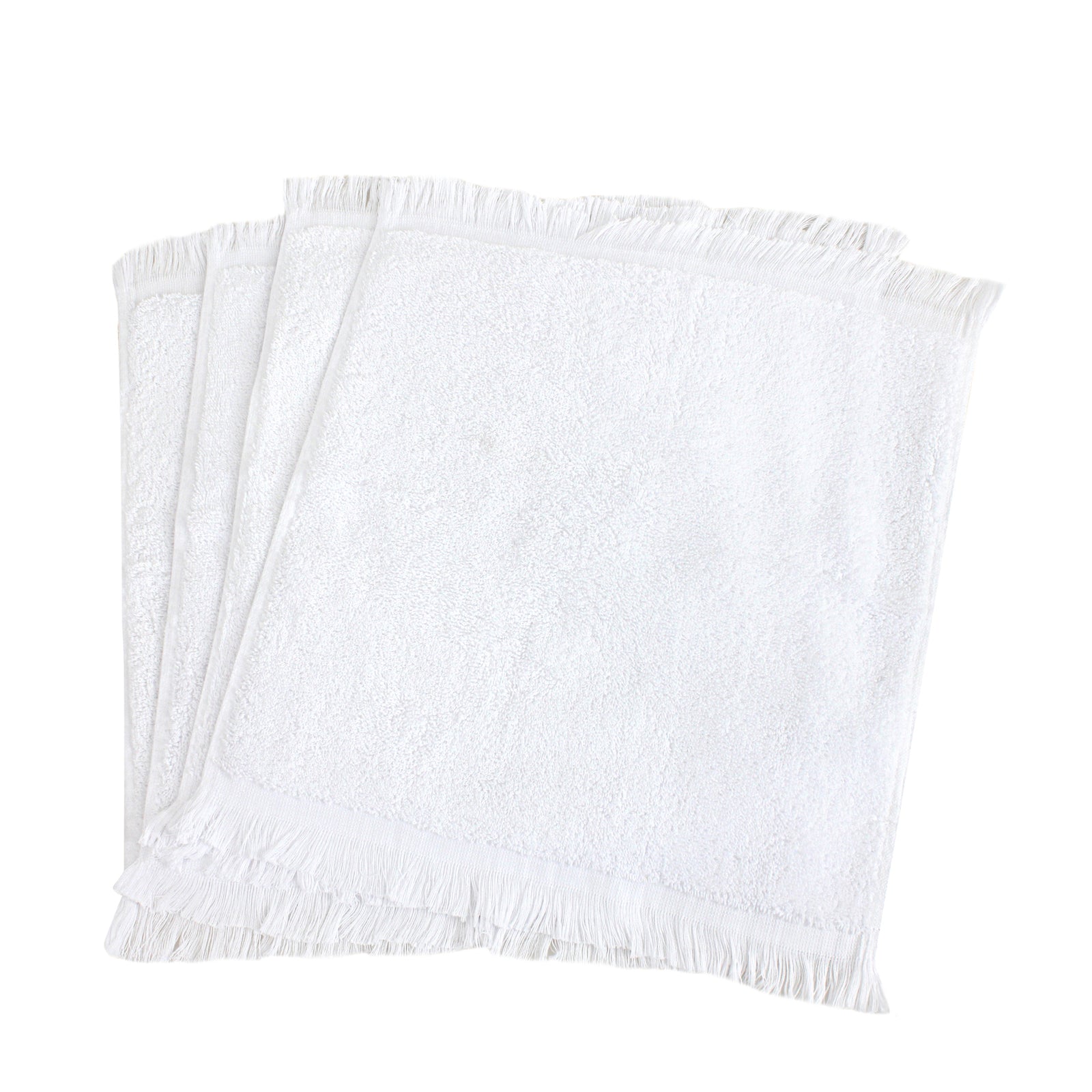 Frost White Fringe Hand Towels (Set of 4)