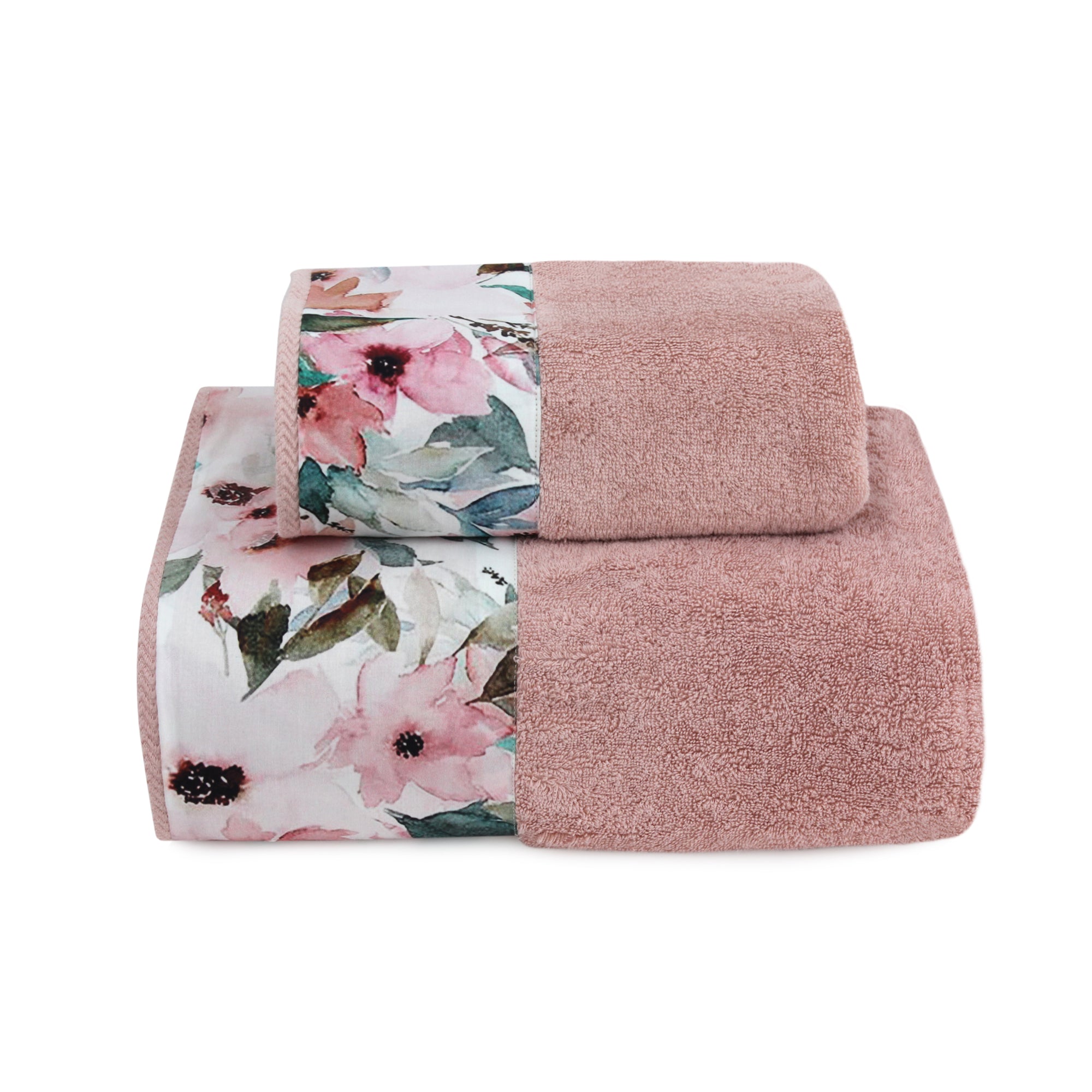 Aquarelle flower Bath Towel Set (Pink)