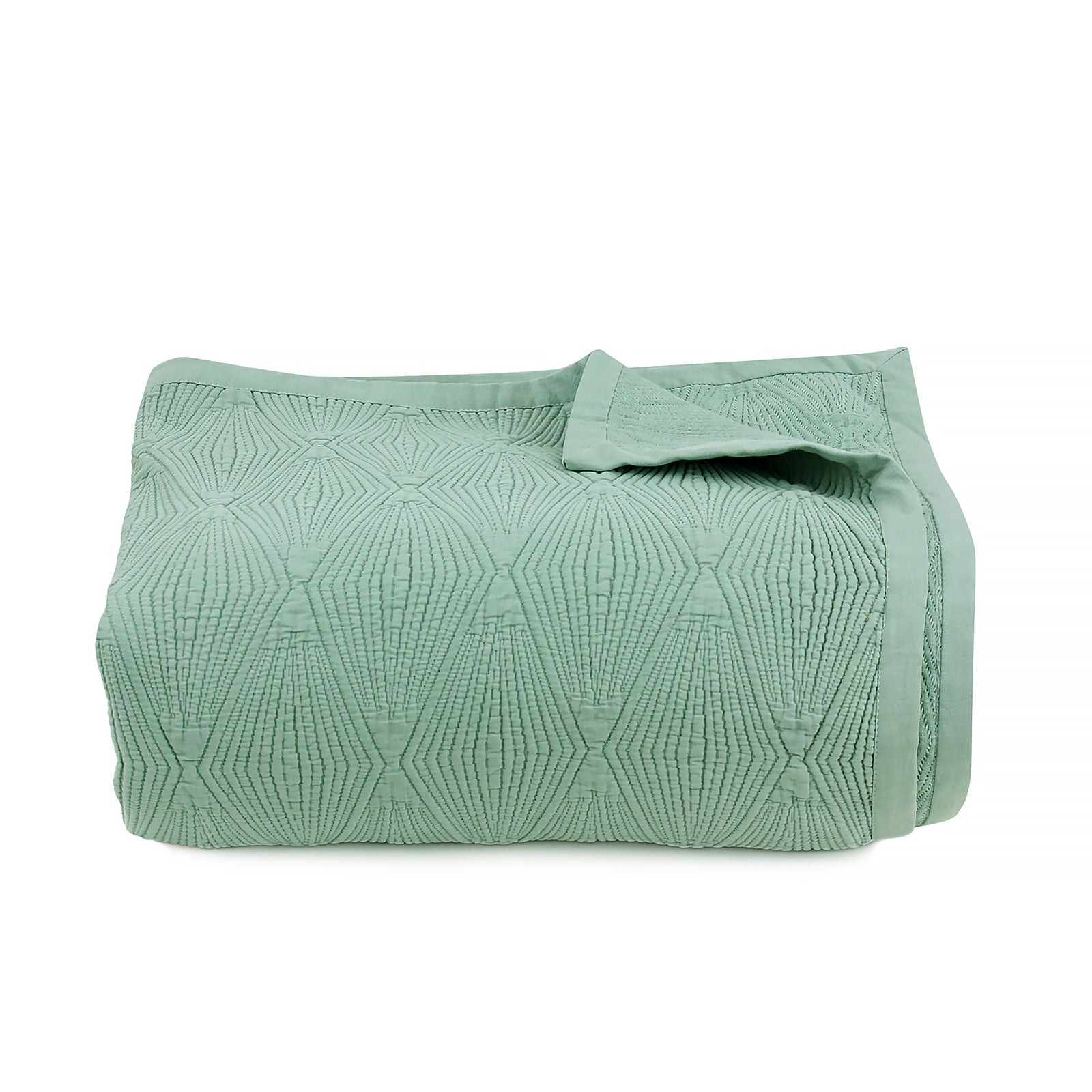 Jade Green Diamond Jacquard Bedspread