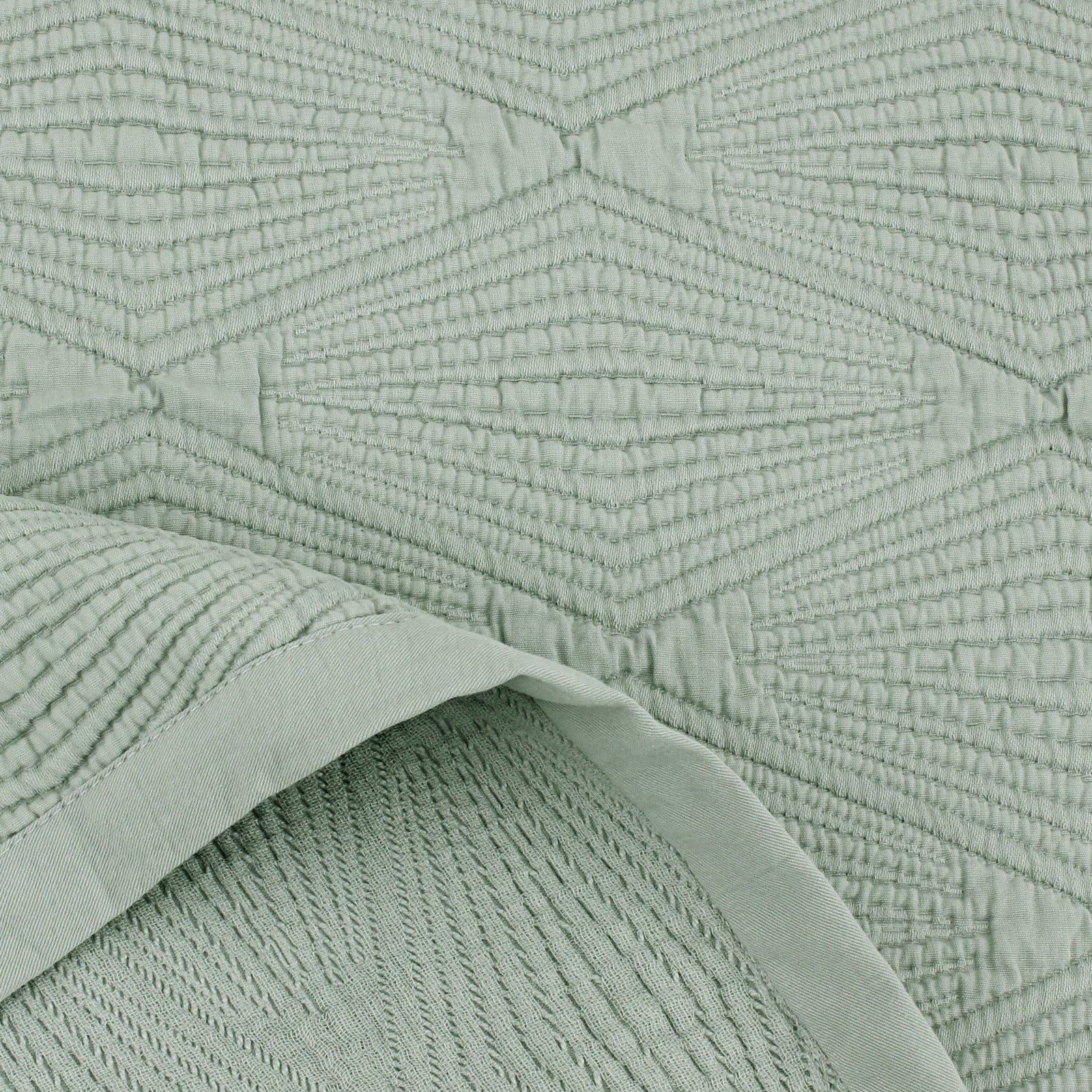 Jade Green Diamond Jacquard Bedspread