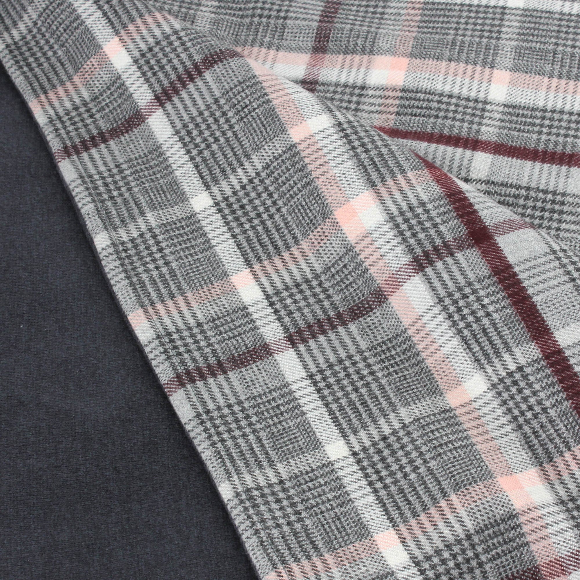 Grey/Burgundy Checkered Throw Blanket