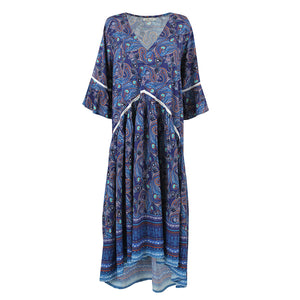 Paisley Breezy Summer Dress (Blue)