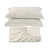 Off-White Fitted Sheet + Pillowcases