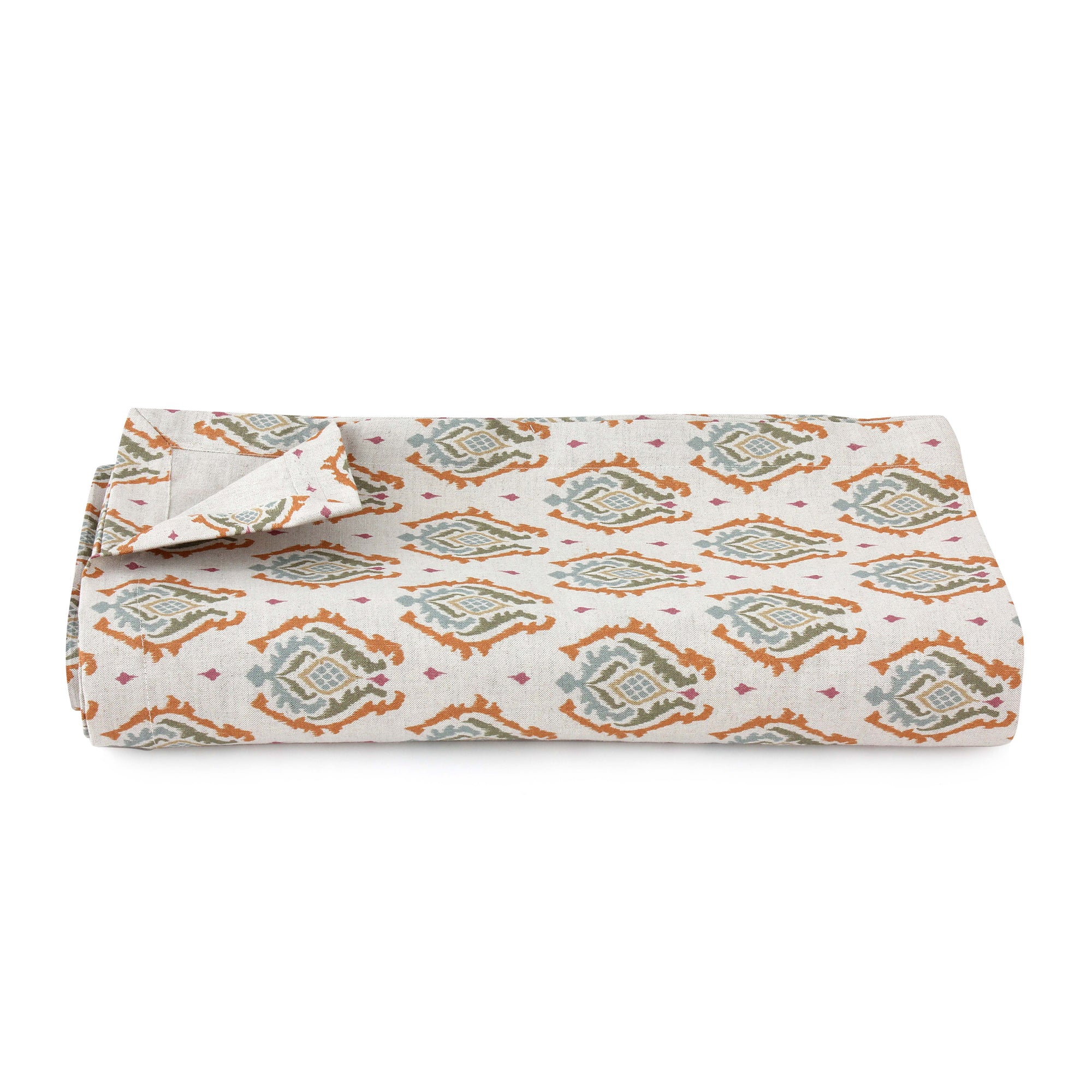 Orange Ikat Linen Tablecloth