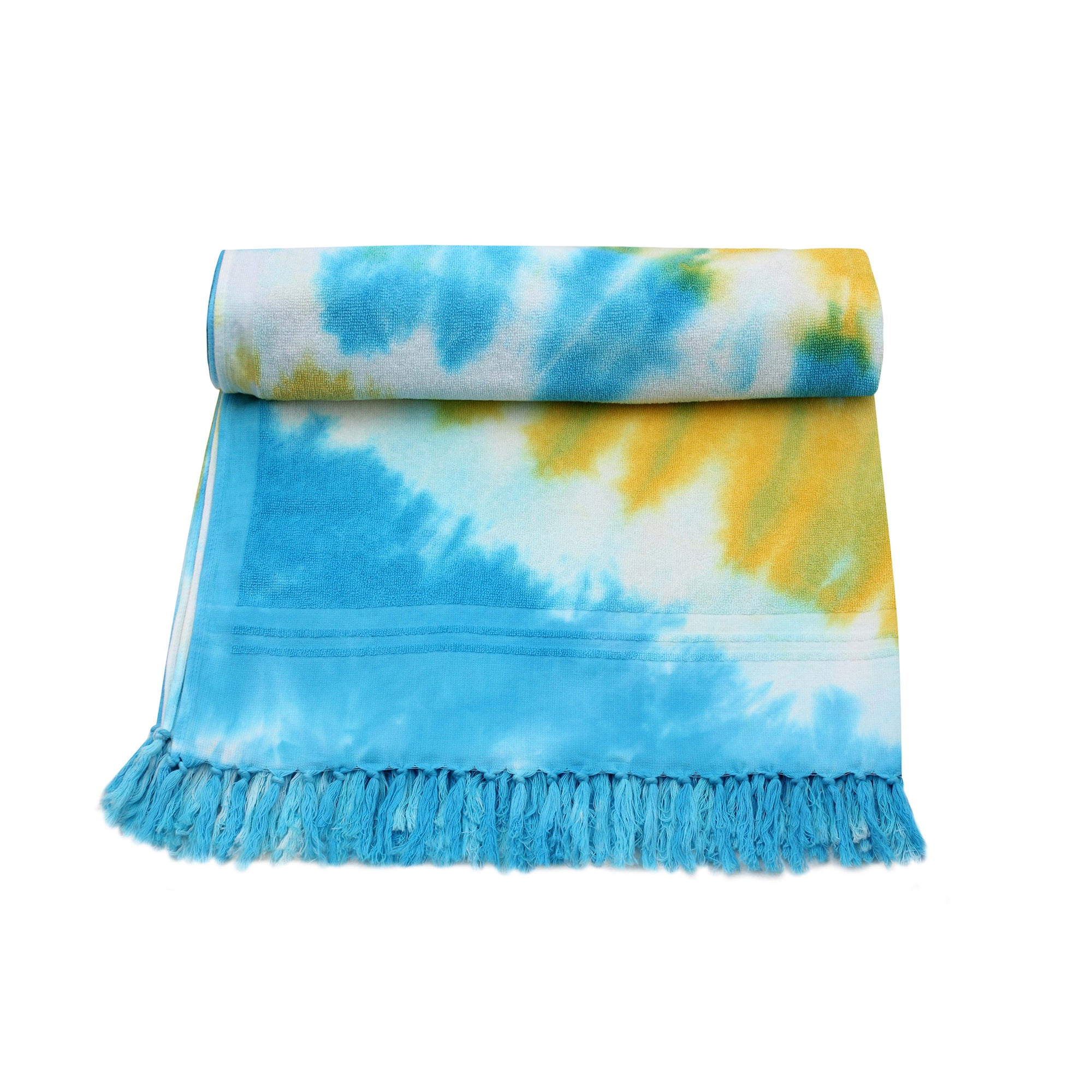 Blue/Yellow Swirl Tie Dye Beach Towel