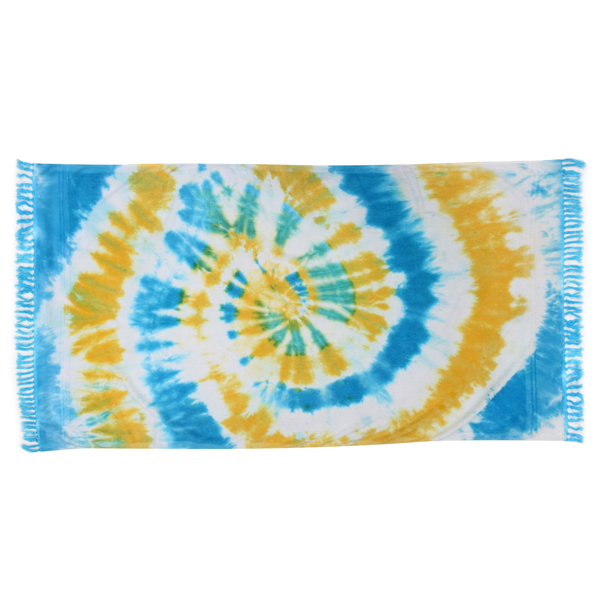 Blue/Yellow Swirl Tie Dye Beach Towel