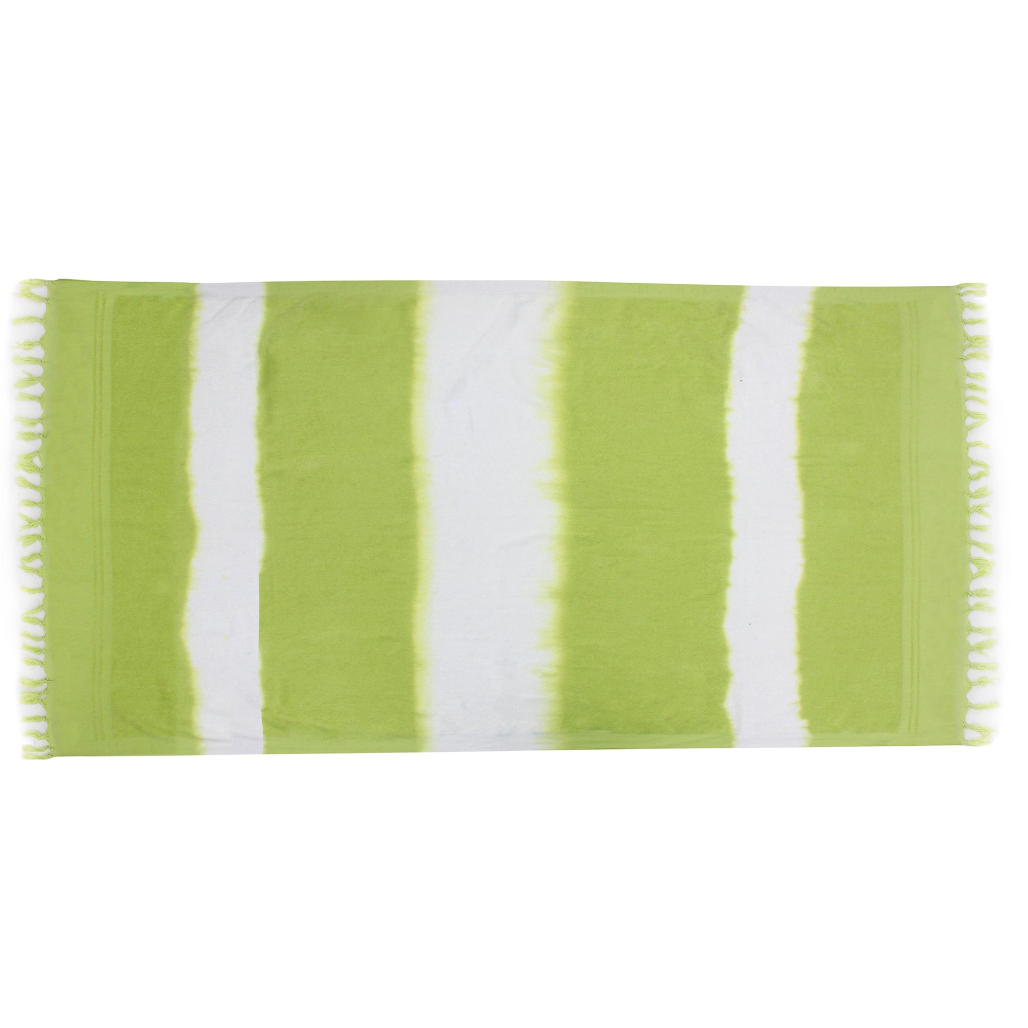Green/White Wide Stripe Tie Dye Beach Towel