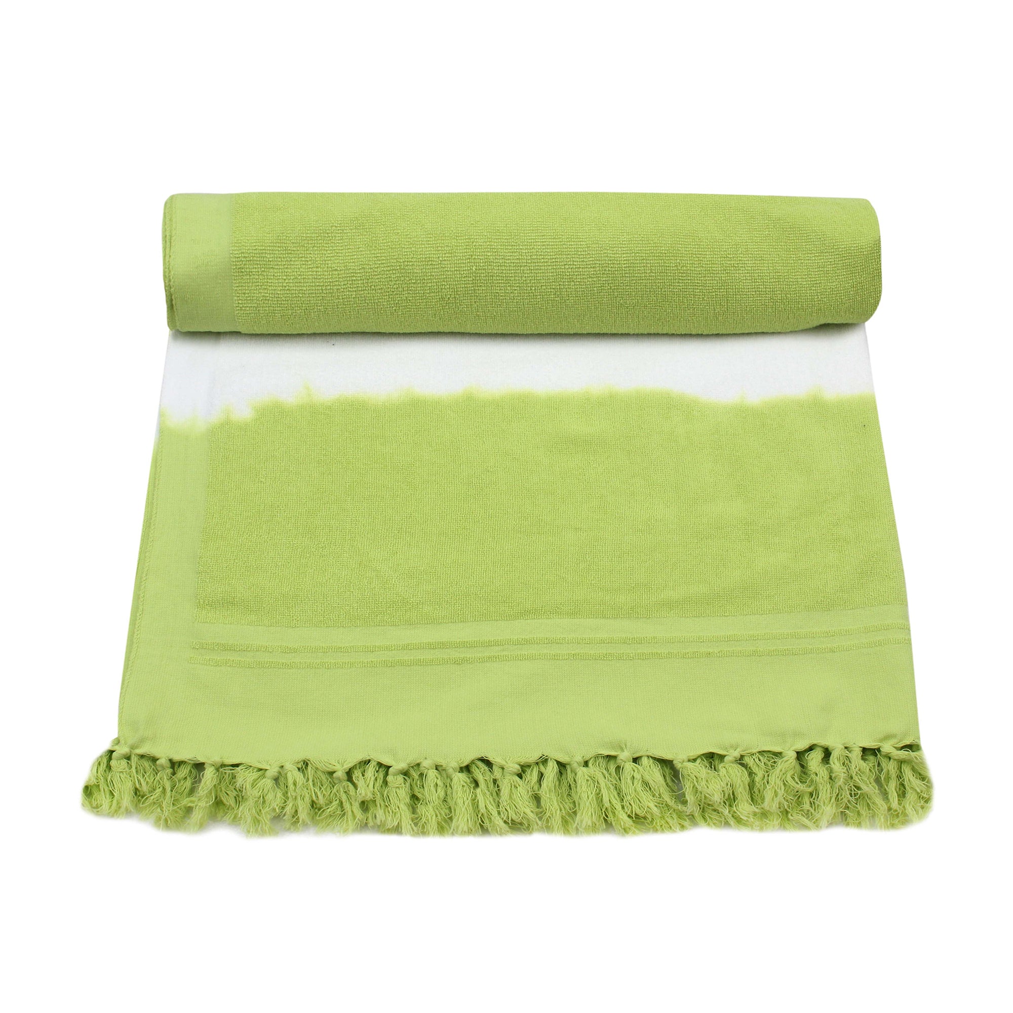 Green/White Wide Stripe Tie Dye Beach Towel