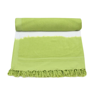 Green/White Wide Stripe Tie Dye Beach Towel