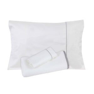 White Sheet with Grey Piping + Pillowcases (600 TC)