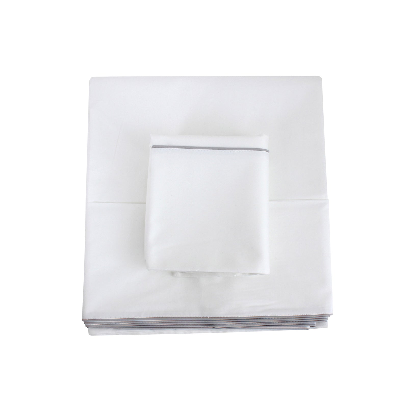 White Sheet with Grey Piping + Pillowcases (600 TC)